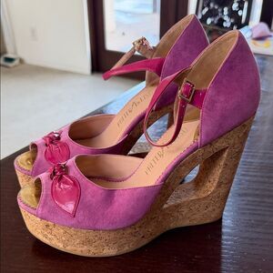 Fuchsia Wedge Sandals